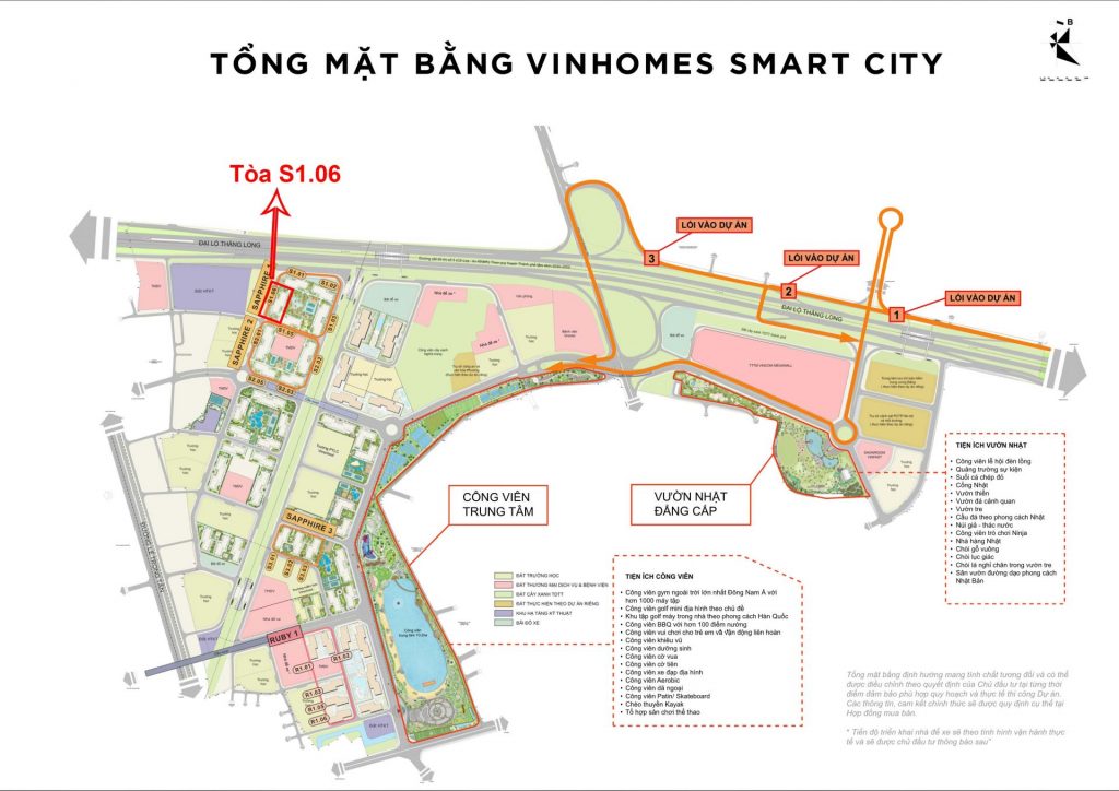 Đánh dấu vị trí S1.06 Vinhomes Smart City.